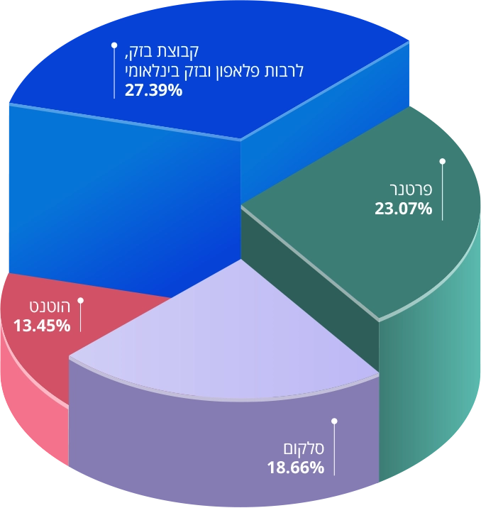 גרף עוגה המציג את נתחי השוק של הספקיות הגדולות - גרף מס'7