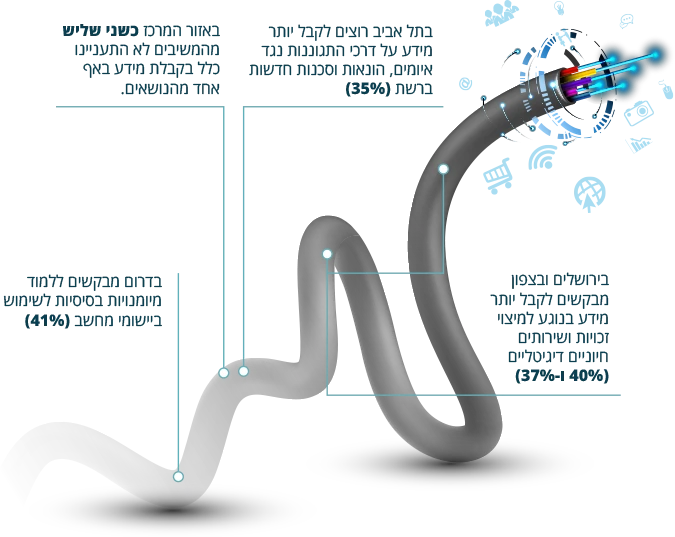 גרף המציג הצרכים הדיגיטליים של בני הגיל השלישי ברחבי הארץ
